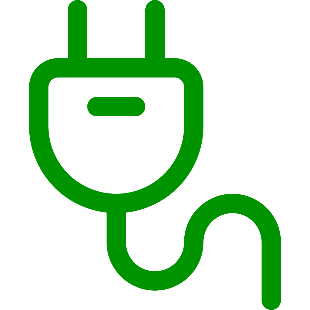 green icon of charging cord