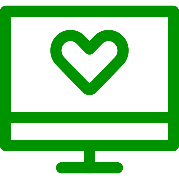 Monitor displaying a heart icon